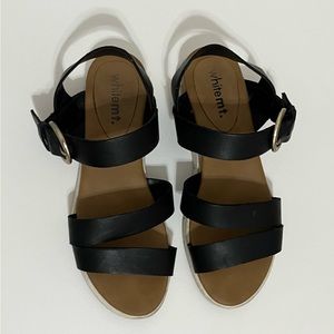 Black Strap Sandals, Size 6